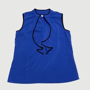 Calvin Klein Blue/Black Ruffle Sleeveless Blouse Size Medium